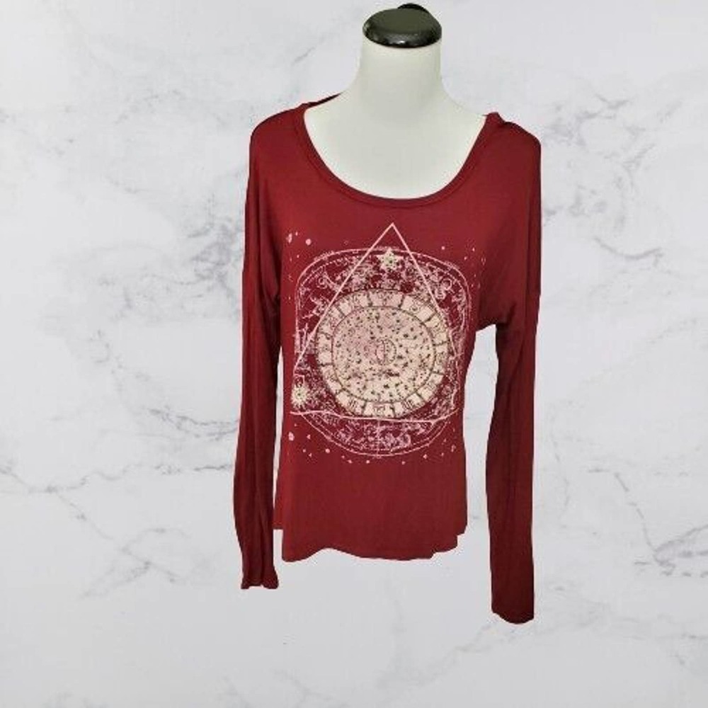 Charolette Russe Women's Size M Celestial Design Hi Low Long Sleeve Shirt